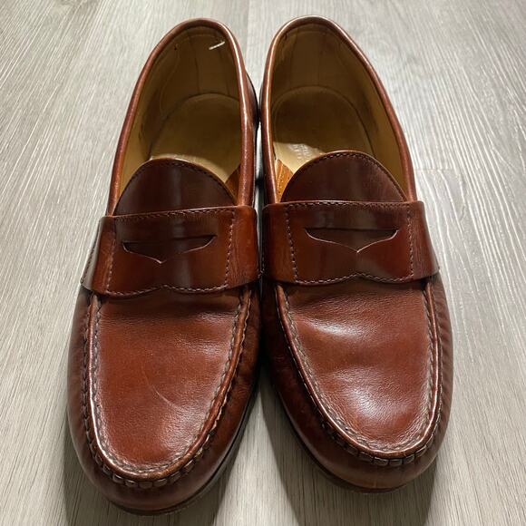 Vintage FootJoy Brown Leather Penny Loafers Casual Dress Shoes Preppy Mens 9 D main image 6